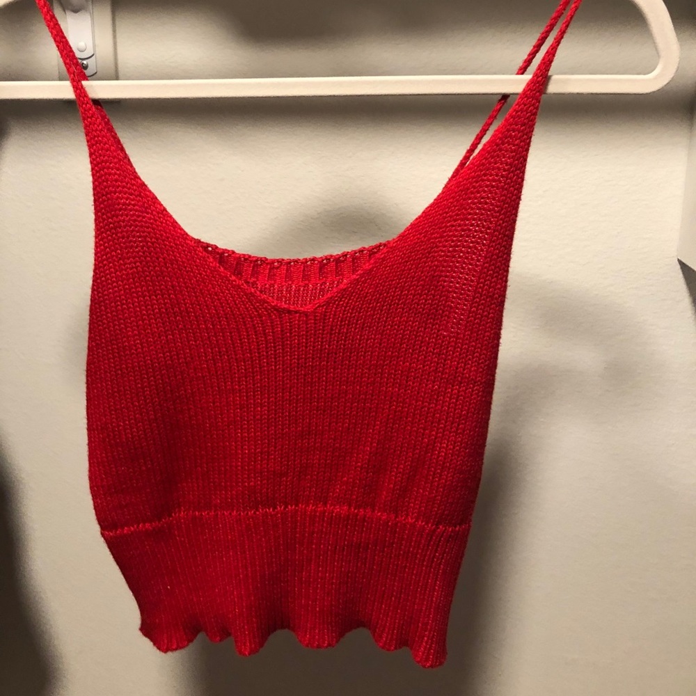 Red knit crop top